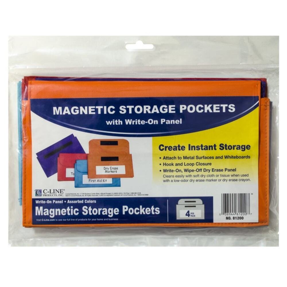 NEW C-Line Magnetic Storage Pocket Folders‎ with Erasable Label Panel 4 pack